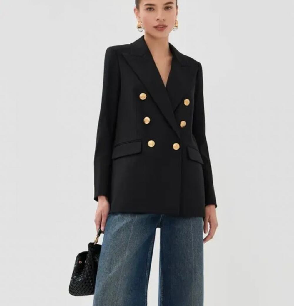 New Veronica Beard Rhys Dickey Jacket in Black Size 6 Wool Blazer $848 SRP Women